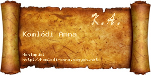 Komlódi Anna névjegykártya