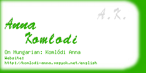 anna komlodi business card