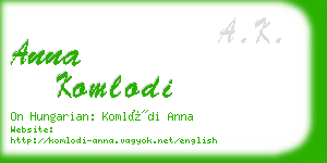 anna komlodi business card